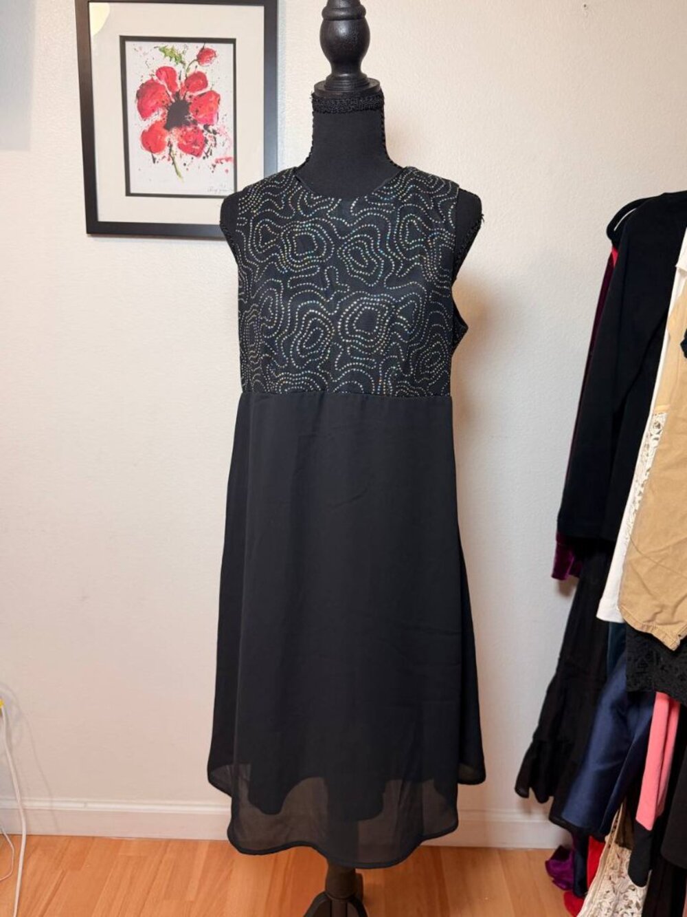 Molly Malloy Evening Black Sequin Bodice Cocktail Dress Formal Sz 10